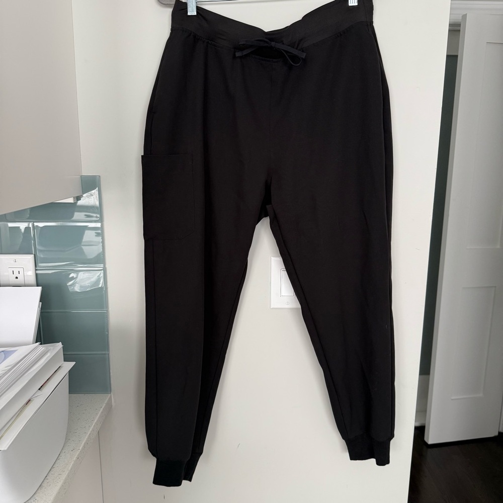 Mandala Black Jogger Scrub Pants, XL
